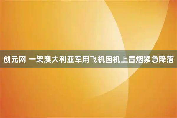 创元网 一架澳大利亚军用飞机因机上冒烟紧急降落